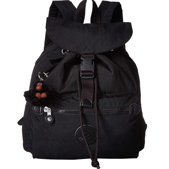 Kipling Handbags - Kipling Black Drawstring Backpack with Monkey Charm